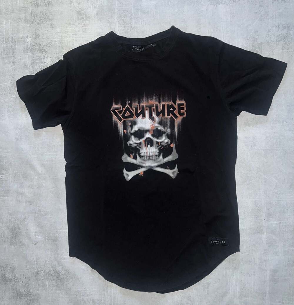 The Couture Club Skull Graphic T-Shirt with World Tour Print
